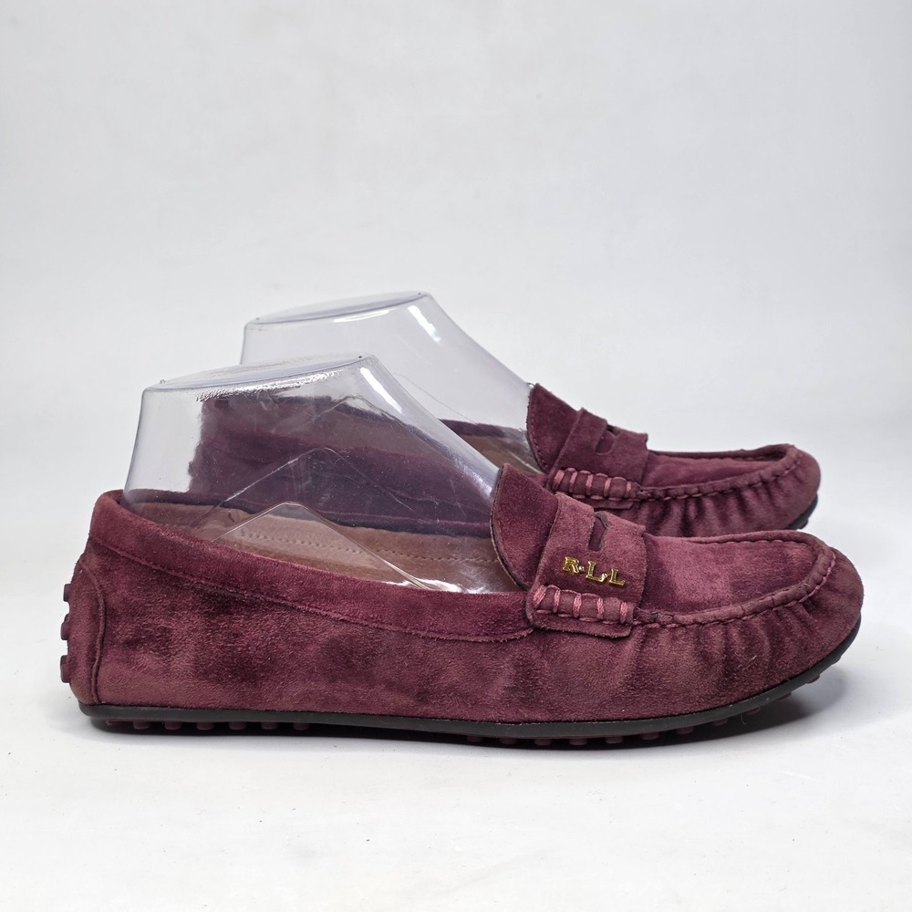 Lauren Ralph Lauren Balen Loafers Women's Size 6.5 B Dark Maroon Suede Moccasins